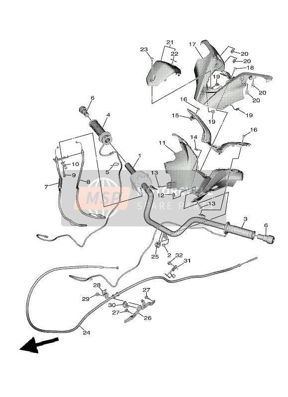 Yamaha TMAX TECH MAX 2021 Poignée de direction & Câble pour un 2021 Yamaha TMAX TECH MAX